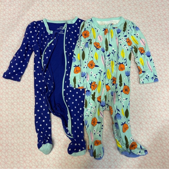 Cat & Jack Other - 2 Cat & Jack Zip Up Footie Pajamas, 0-3 months